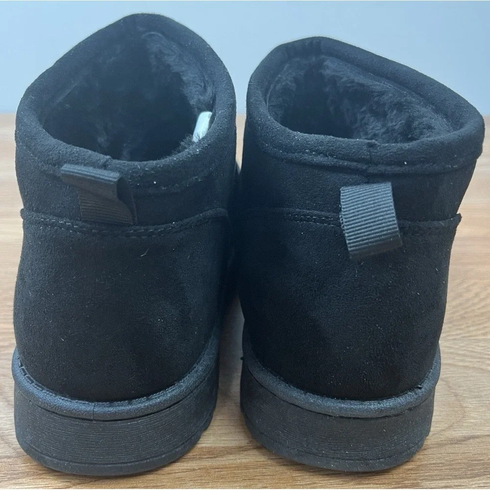 SO Lupita Black Booties Boots Faux Suede & Fur Mini Boots Women's Size 8. 5 NEW